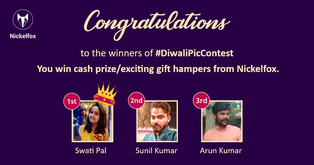 #Diwaliwalipic contest was a combination of High Competitive and Supportive Spirit.
Congratulations to Our Winners- 'Swati Pal' 'Sunil Kumar' and 'Arun Kumar'

#diwalipiccompetition #nickelfoxteamspirit #workculture #funactivity #nickelfoxfamily #happyemployees #supportiveculture