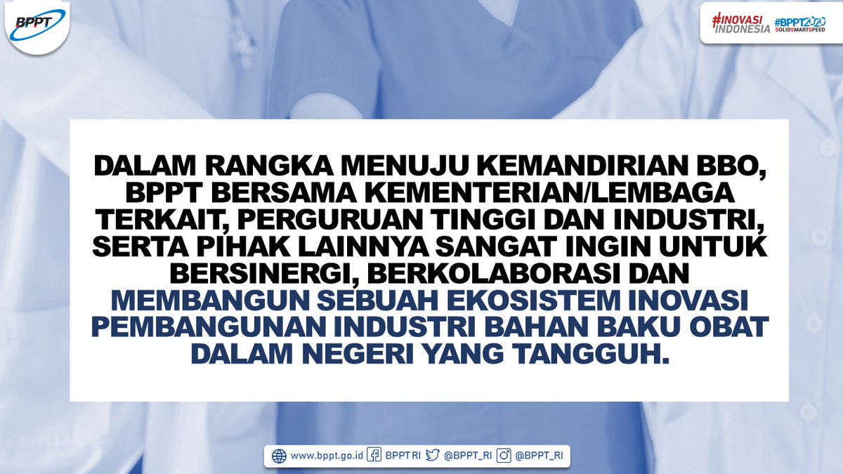 BPPT_RI's tweet photo. Teknologi yang mutakhir dan pendampingan regulasi yang sangat ketat menjadi salah satu faktor penting. Namun butuh juga sinergi fungsi dg berbagai pihak yang terdiri dari #MultiHelix untuk membangun #EkosistemInovasi dalam hal industri BBO dalam negeri yang tangguh.

#InovasiBPPT https://t.co/02i0kb0ma5