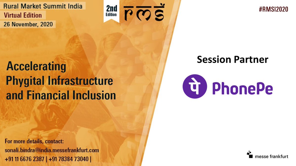 rmsummit's tweet photo. We are glad to have PhonePe on-board as Session Partner at the #VirtualEdition of Rural Market Summit India, 2020.

Get your passes at https://t.co/WxOnqiN0Cf

#RMSI2020 #ruralindia #ruraldevelopment #ruralinclusion #agriculture #msme #financialinclusion #ruralopportunity #rural https://t.co/IOrhN6rbfA