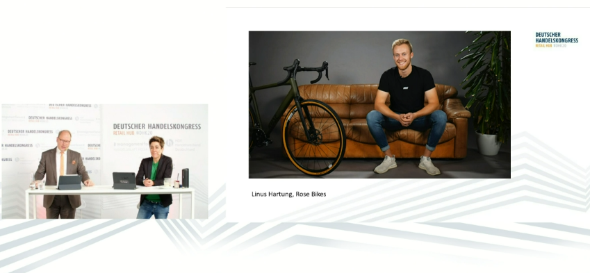 handelsverband's tweet photo. HDE-Hauptgeschäftsführer Stefan Genth präsentiert das Gesicht des Handels 2020: Linus Hartung von @ROSEBikes - mehr Informationen unter https://t.co/107Q8JOE5p #DHK20 https://t.co/aHNsIDg4uW