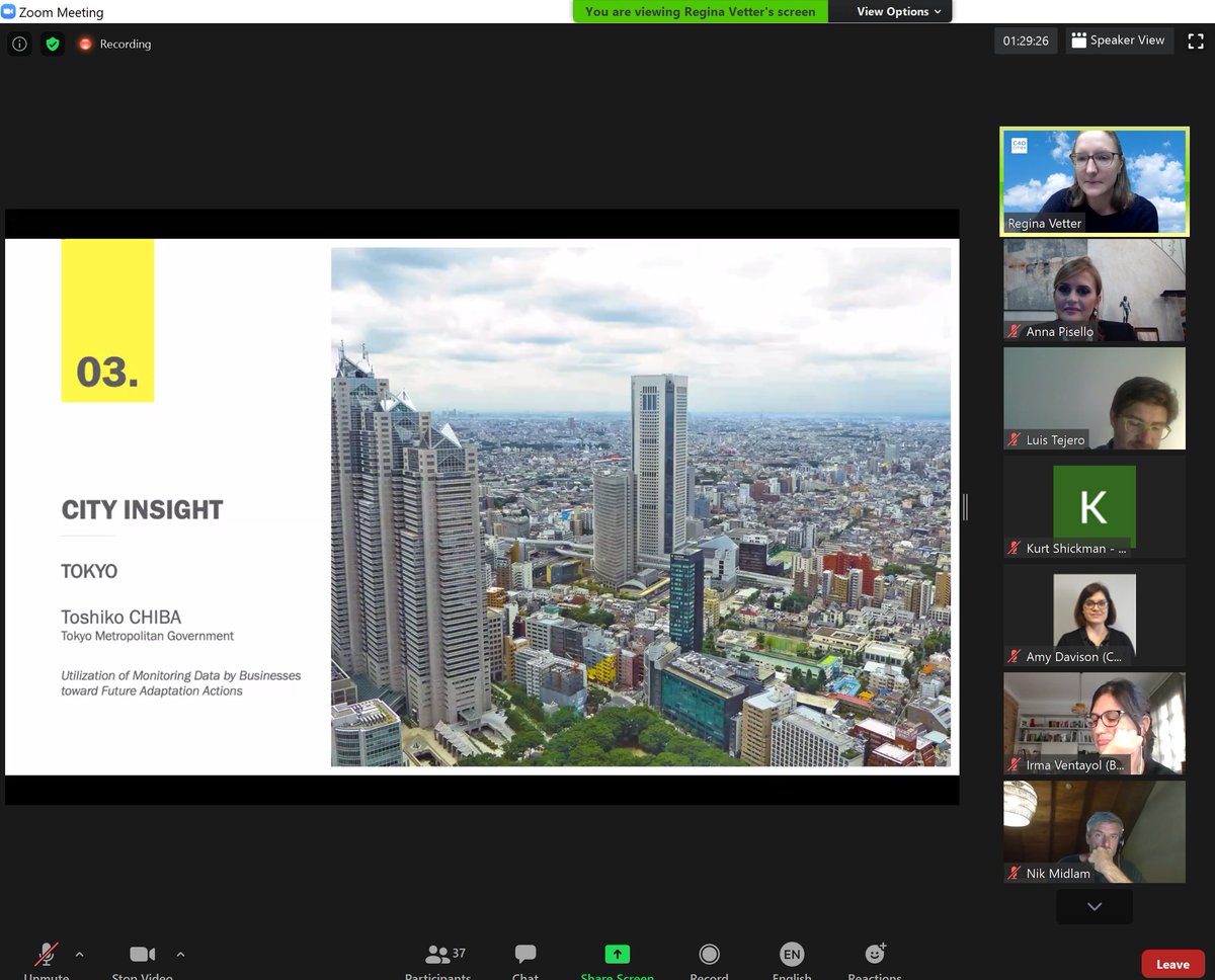 AnnaLauraPisell's tweet photo. Glad to be invited #expert by @c40cities from #eaplab.eu @UniperugiaNews to present our #urban #mitigation and #resilienceprogram with representatives from #Tokyo #Sydney #Madrid. #citizenscience works for #Wellbeing +#energyefficiency.#SmartCity means #green #comfortable #safe https://t.co/2R3erYY8M8