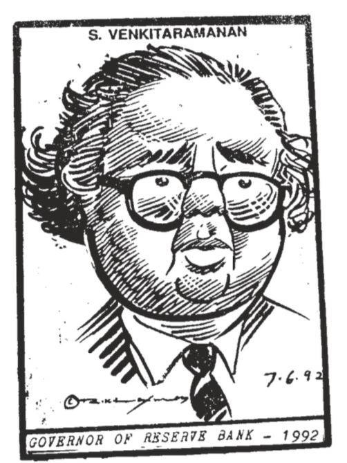 Ending this  #RKLaxman  #Scam1992 Series with two caricatures .....  @LaxmanLegacy RBI Governor S Venkitaraman