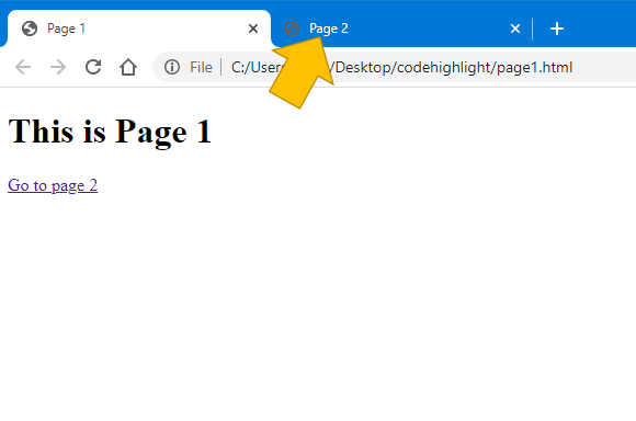 The result is the link (Page 2) opening in a new tab.