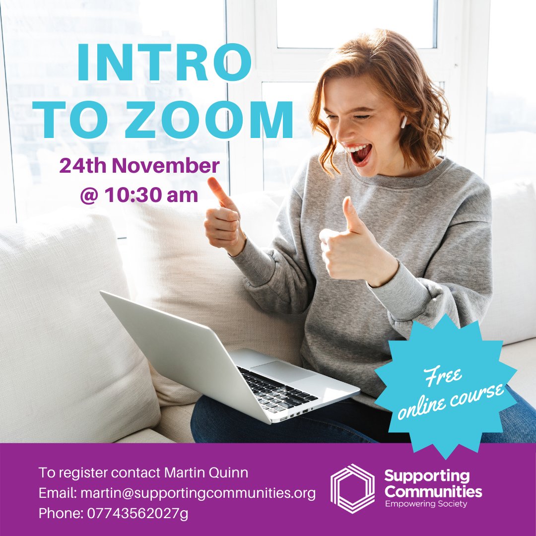 SuppCommunities's tweet photo. There's another chance to do our "Intro to Zoom" free session next Tuesday. Tell your non-zooming friends and family to sign up with @Martin_SuppCom today!

More info: https://t.co/vknP7j8fvw https://t.co/RAsjlkHsqD