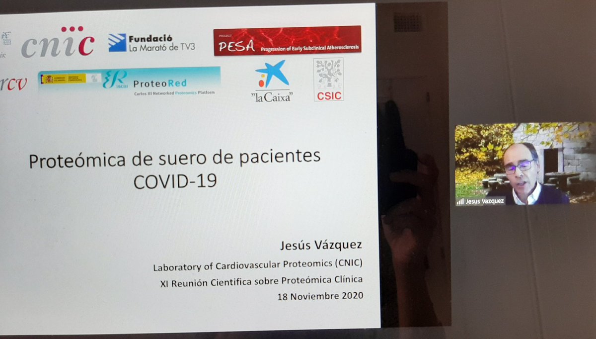 Proteomics_CNB's tweet photo. Jesús Vázquez del @CNIC_CARDIO presentó en la #XIRCPC "Proteómica de suero de pacientes COVID19" @navarrabiomed @CNB_CSIC @CSIC @SaludISCIII #ProteoRed #ProteómicaClinica https://t.co/kxPsr7ceHC
