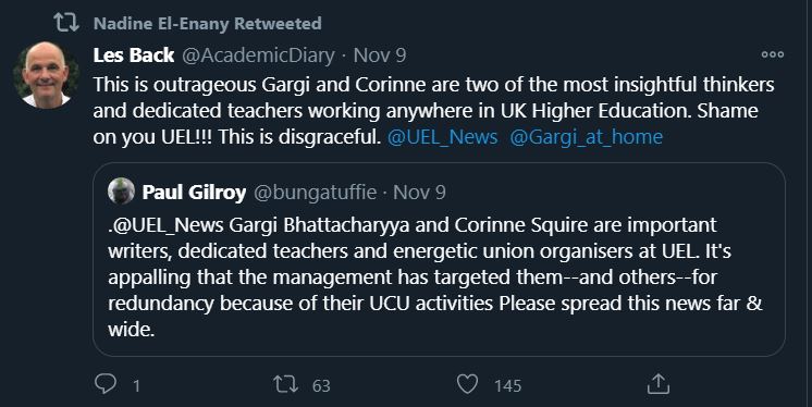 These are  #justuelthings - depts such as Cultural Studies are already hollowed out.  @uel_news CS continued the work of Stuart Hall, Paul Gilroy (who supports us) et al when CS Birmingham was closed by Thatcher cuts. History repeats  #saveuel