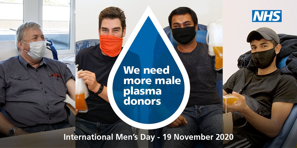 This #InternationalMensDay we're calling for more men who've recovered from Covid-19 to donate plasma to help patients with the virus.

Male donors generally have higher antibody levels, which could save lives. bit.ly/38VFCv3
