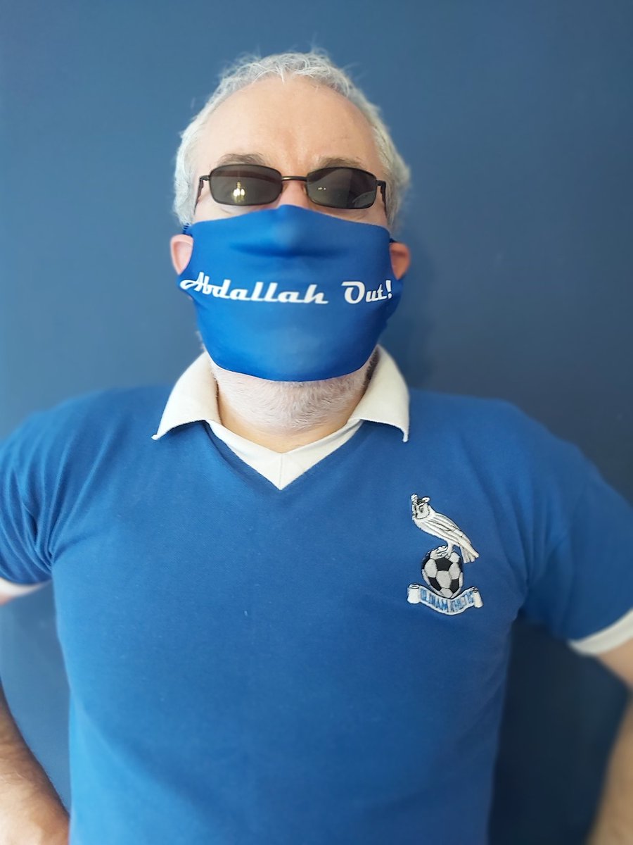 Morning all. @AndyRob19133934 has blown our Christmas money on a load of #AbdallahOut masks. Message him if you want one. £5 (plus postage if you can't meet him on the Clayton where he'll probably be sitting on a bench with a can trying to flog them to dog walkers). #oafc