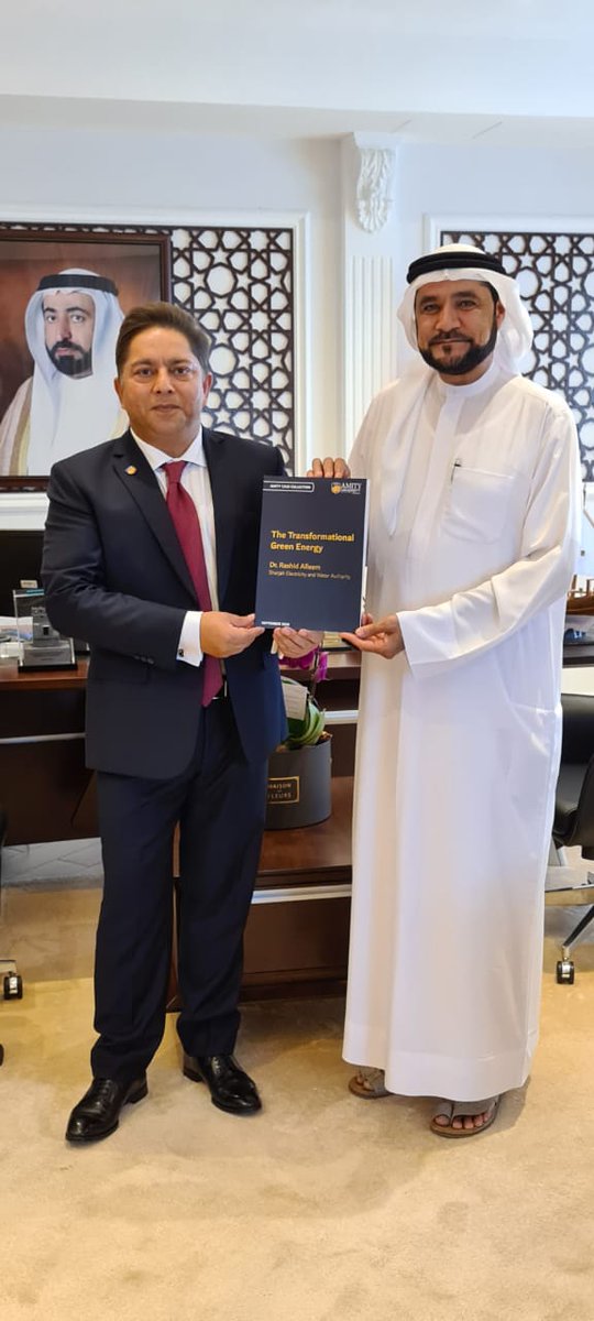 The release of a case study on Transformational Green Energy authored by His Excellency Dr. Rashid Alleem, Chairman of SEWA along with the Amity University Dubai Case Study Centre. <a href="/vhussain/">Vajahat Hussain</a> <a href="/DIAC_Community/">DIAC</a> <a href="/KHDA/">KHDA | هيئة المعرفة والتنمية البشرية بدبي</a> <a href="/AmityEduME/">Amity Education Middle East</a> #SEWA #DubaiFuture #FutureForesight