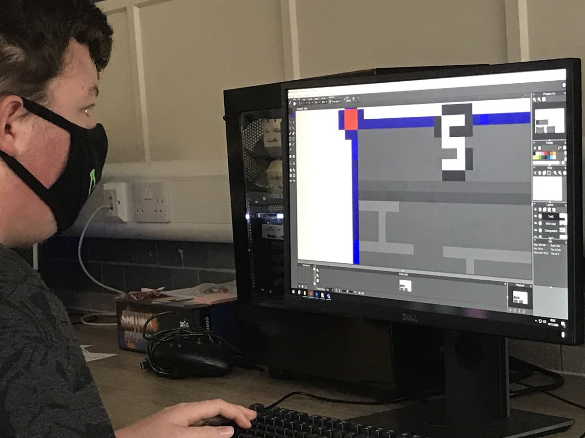 therapy_games's tweet photo. Day two of the #raisethegamejam from @UkieStudents 

EVeryone is tired, everyone is slightly angry with each other, but things are still happening 

Kieron is hard at work making the UI https://t.co/PBJSIXRQzI