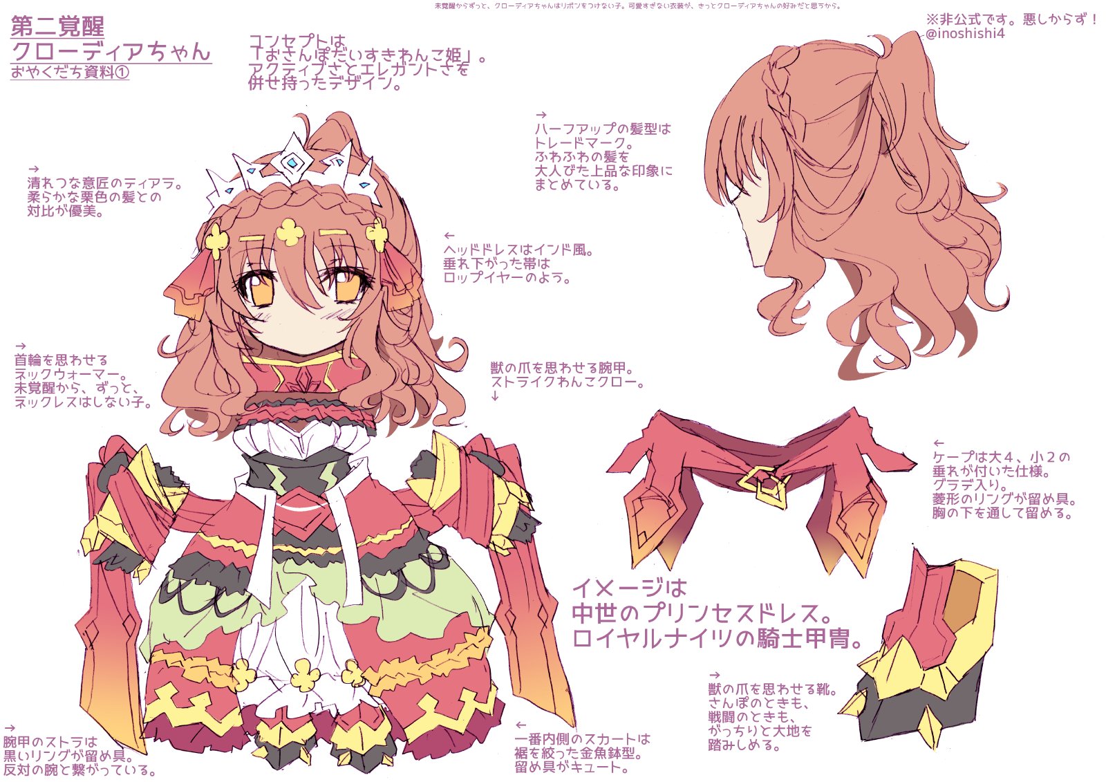 Inoshishi割るのですno 31 クローディアちゃん第二覚醒のおやくだち資料 クローディアちゃんのために頑張ったデザイン いっぱい描いてくれたら嬉しいです アイギスお絵かき そしてイノシシ姉妹の第二覚醒が全て出そろったことで よくわかる