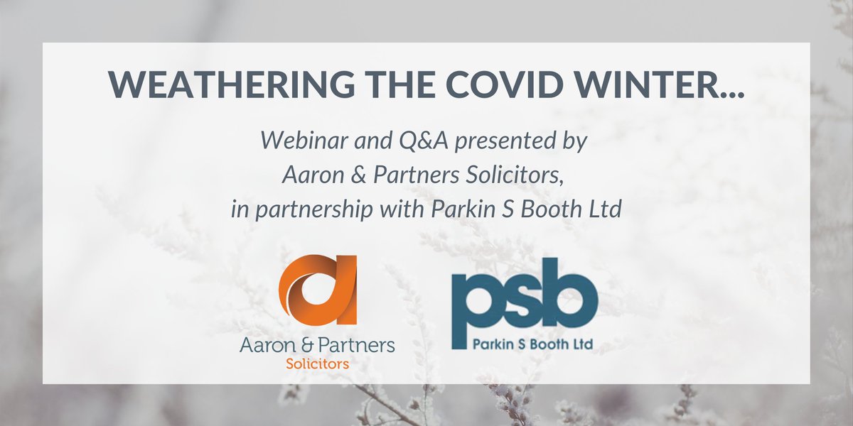 AaronsLegal's tweet photo. In partnership with @ParkinSBooth...
Join us for some hints and tips to help guide you and your business through the steps you need to be taking over the coming months - https://t.co/YDFRvMHndu
#restructing #cashflow #soletraders #partnerships #LTD https://t.co/QIdW2rkJKh