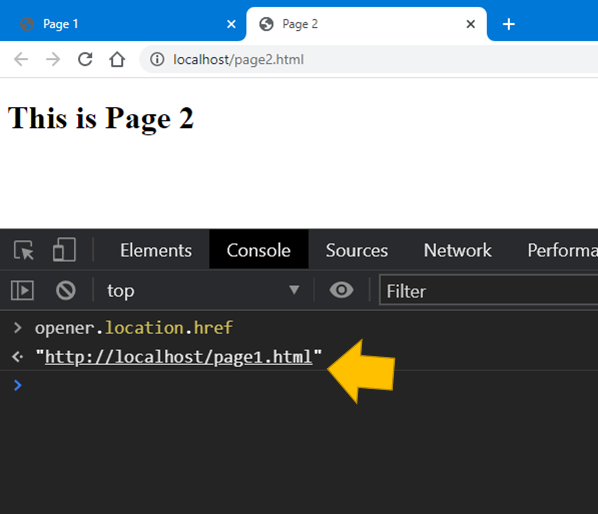 This means that you can do things like get the URL of Page 1 from Page 2, which can be really useful in some conditions.
