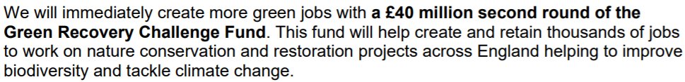 £40mn for nature restoration, we understand £20mn is new money. the last round of funding was oversubscribed 7 timesWell, I guess any money is goodBut it compares poorly with what is needed, estimated by conservation groups to be £800 million per year