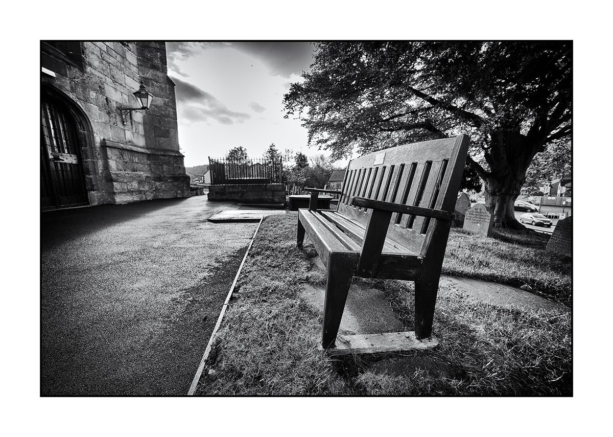 PICTURE OF THE DAY - Bench. #pictureoftheday #picoftheday #blackandwhite #blackandwhitephotography #bench #churchgrounds #inthesunlight #morningsunlight #SonyA7Riii #Voigtlander15mm @RosieAnywhereVA