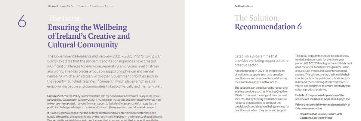 MindingCreative's tweet photo. We welcome the recommendations of the 'Life Worth Living' report by the Arts and Culture Recovery Taskforce.
We must do all we can to safeguard artists' wellbeing and their contribution to Irish Society. #ArtsTaskForce
Read the full report here: https://t.co/WjghbpizfA https://t.co/YHufK8GQ0Q