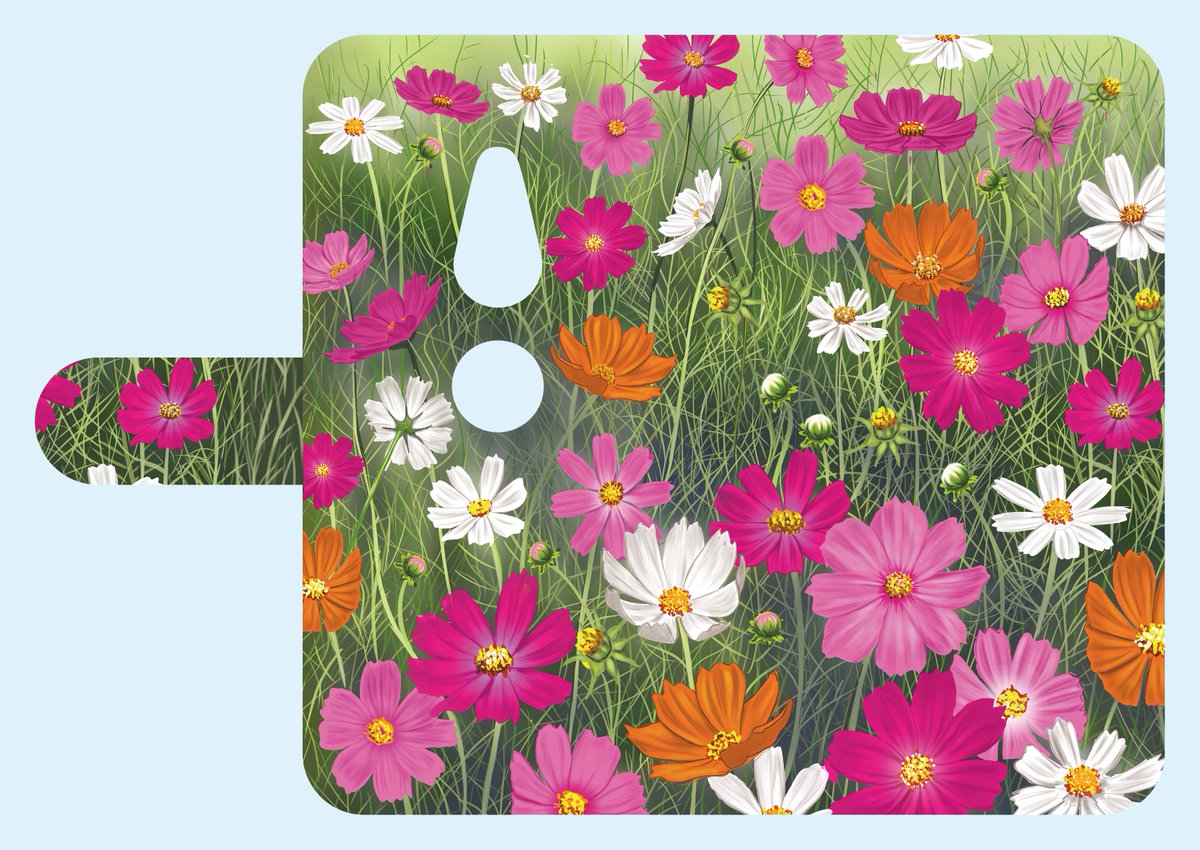百咲 ももさく コスモスの図柄完成 依頼を頂き作成いたしました コスモス Clipstudio 花柄 ペンタブ イラスト 華やか カラフル 絵画 デジタルアート アート 写実 オリジナルグッズ スマホケース コスモス畑 在宅ワーク フリーランス