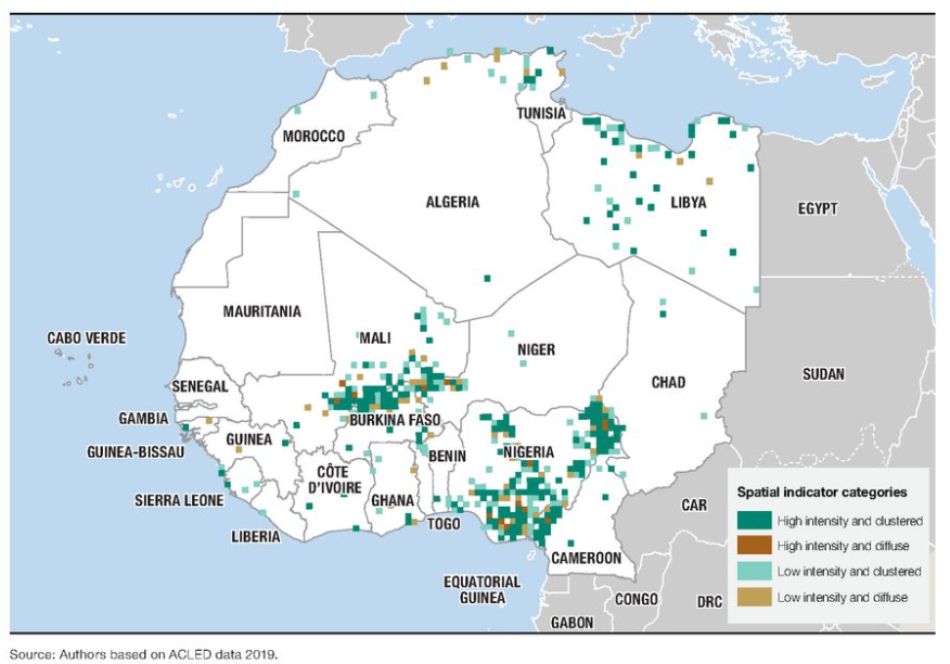 filippoming's tweet photo. In North and West Africa #conflict events are more likely to occur near one another. In the #Sahel however violence is spilling across borders to previously unaffected regions.
Interesting spatial analysis of @ACLEDINFO data with #ArcGIS by @SWAC_OECD: https://t.co/aRylwcCOob. https://t.co/7cViLnKx70