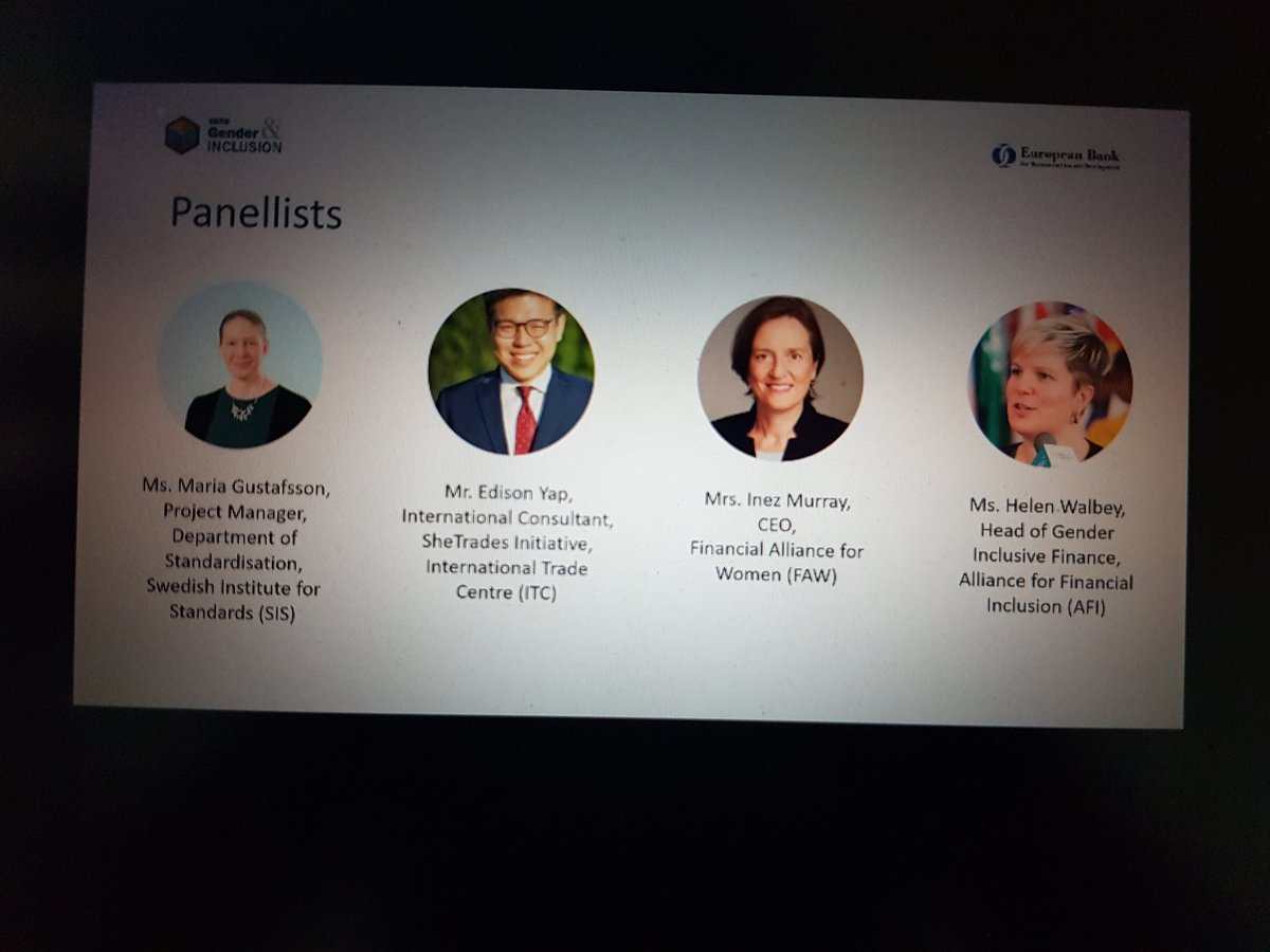 MariaG_SIS's tweet photo. Happy to be a panelist at the @EBRD webinar on Gender &amp; Inclusion and talk about the @isostandards IWA on Women-owned businesses with @edisonyzy from @ITCnews. A lot of interesting input on the importance of good definitions and sexdisaggregated data and how they work together! https://t.co/iVMOKhAAKG