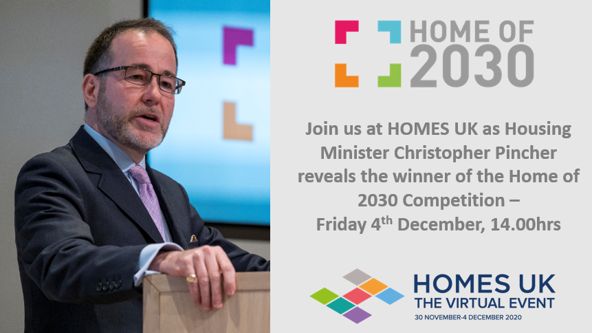 2030Home's tweet photo. We’re delighted that Housing Minister @ChrisPincher will be announcing the #Homeof2030 competition winner at #HOMESUK @HomesEvent - @mhclg @beisgovuk @DHSCgovuk https://t.co/tMQvFDJEfG https://t.co/UBOq2WpKlj