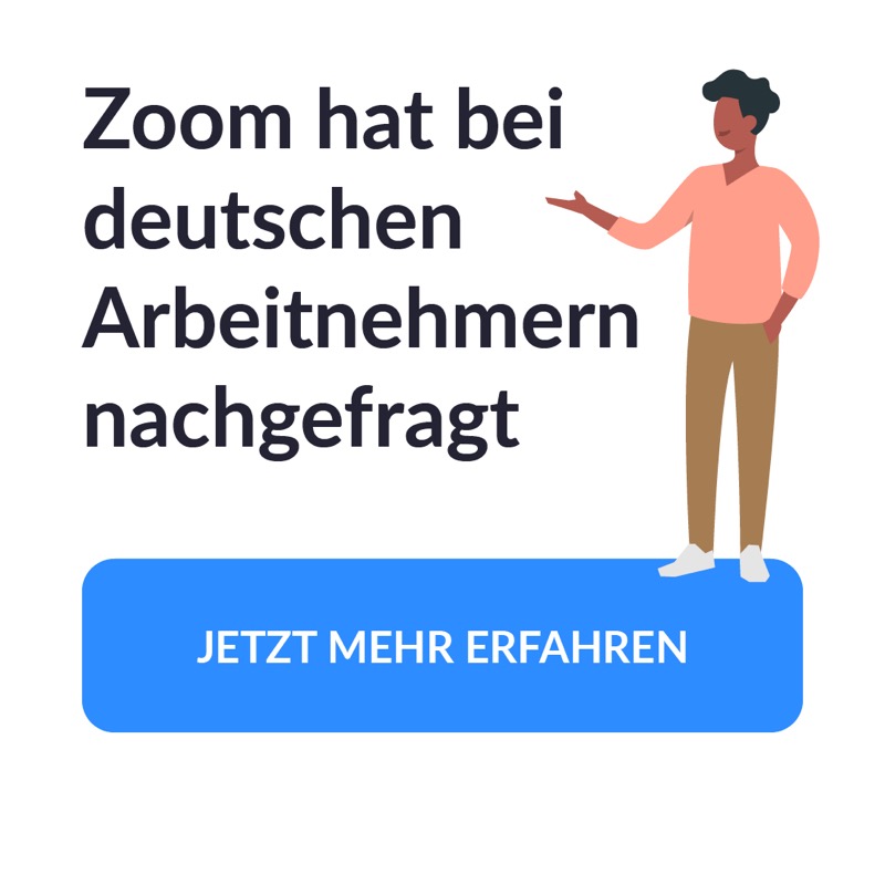 Zoom's tweet photo. Ein großer Teil der Angestellten in Deutschland möchte auch in Zukunft flexibel von zuhause arbeiten und nutzt regelmäßig Videotechnologien, um mit Kollegen in Kontakt zu bleiben 💻 💡