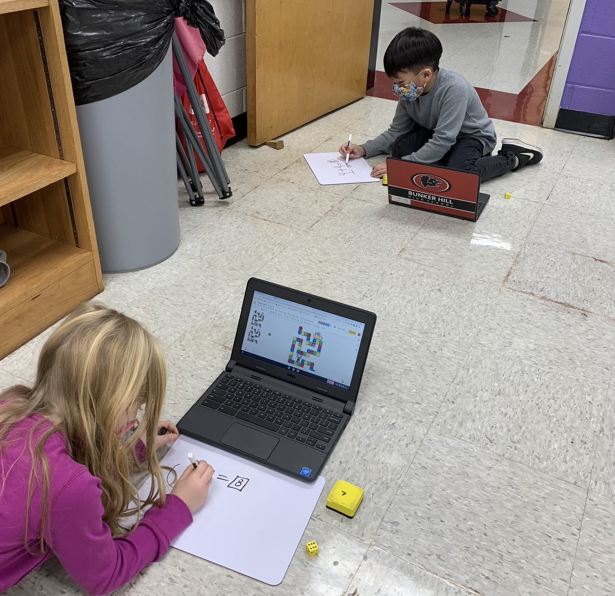 BetsyDraper4's tweet photo. This week my first graders have been engaged in a collaborative math game while social distancing! Also, they evaluated each other’s work! #oxfordleads @OxfordCubs @catawbaschools https://t.co/XJWjS5IggJ