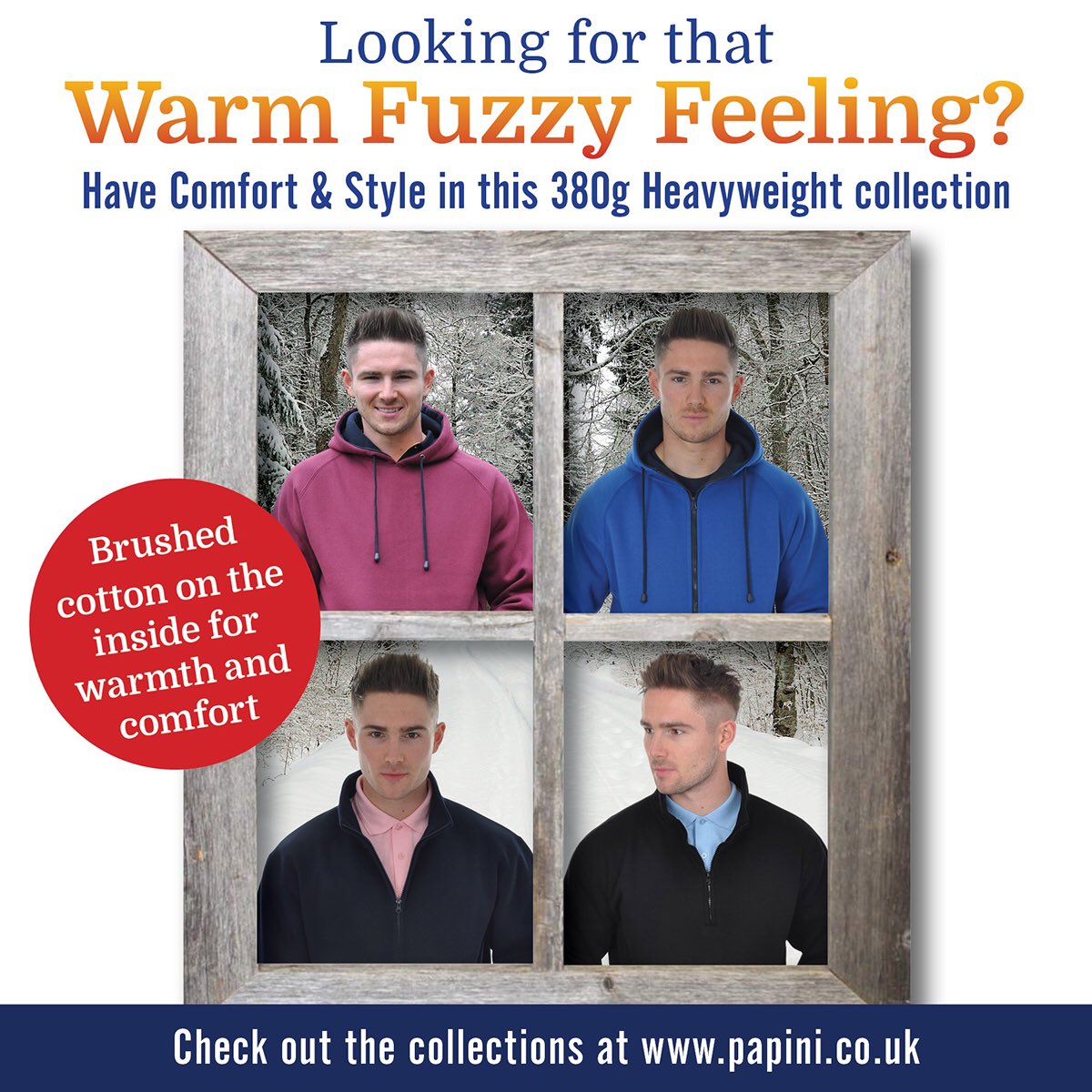 This time of year we all love to feel warn &amp;cosy, this heavyweight collection is just what you need... brushed cotton on the inside for added warmth and comfort check out all the 380g heavyweight collection papini.co.uk #fuzzy #warm #heavyweight #hoodies #zipped