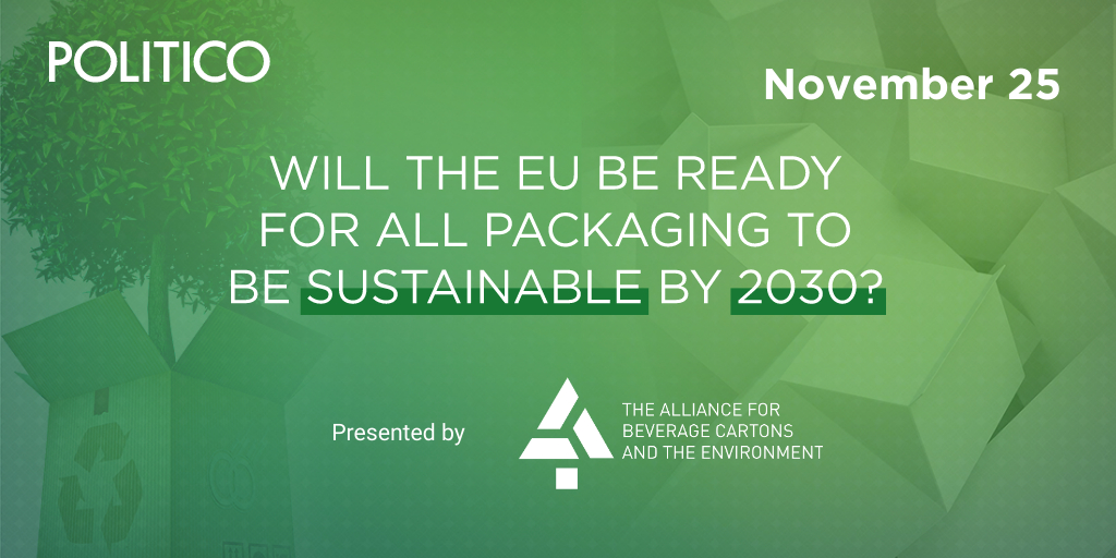 LivePOLITICO's tweet photo. Only a few days left to register to our online event “Will the EU be ready for all packaging to be sustainable by 2030?” happening on November 25 at 2 p.m. CET. Don’t miss this conversation presented by @Beveragecartons. Register here >> https://t.co/l7uXygvbkv | #PackagingEU https://t.co/l30PtirRiN