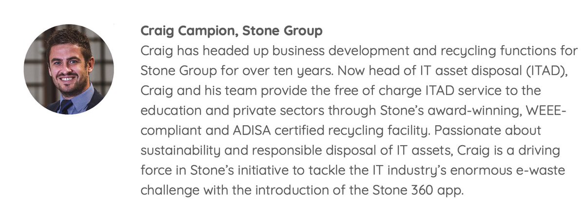 TechLive3's tweet image. TLV Introducing: @Craig campion - Industry expert who will be talking in one of our seminars here at tech live over the coming months.
To watch Craig's Seminar simply click this link - loom.ly/JGLmx9k
#virtualevent #digitalseminar #techlive #itsoloutions #ewaste