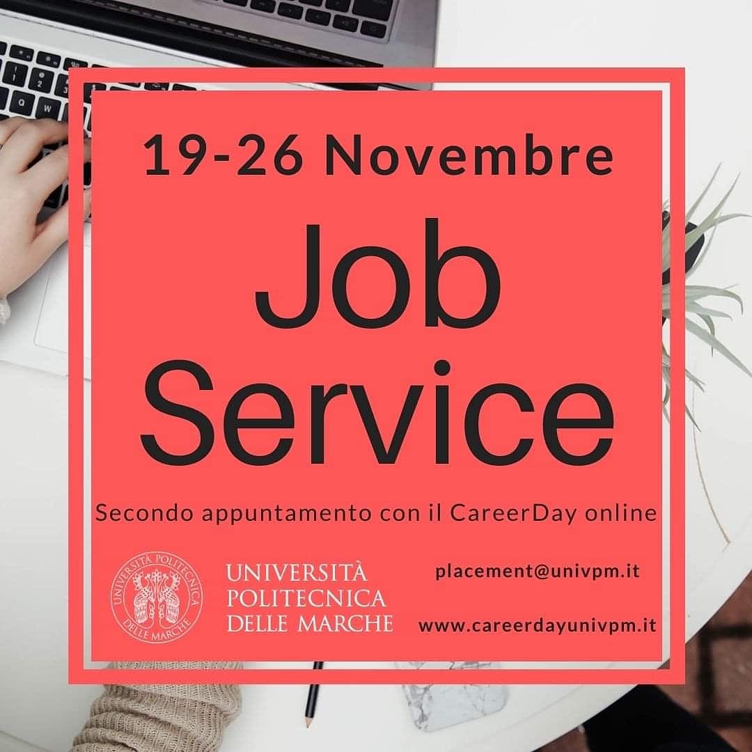 UnivPoliMarche's tweet photo. Cogli da oggi le #opportunità del #JobService. Fino al 26 novembre hai la possibilità di registrarti per un colloquio online e candidarti a una tra le 143 posizioni di tirocinio o di lavoro offerte dalle 67 aziende partecipanti. 
 https://t.co/sQQeGTxjOO https://t.co/Rrsx7xQdVO