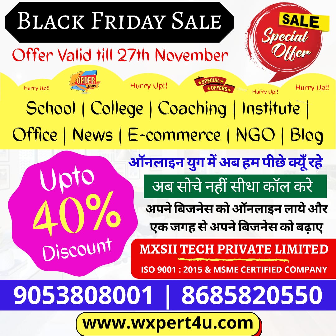 mxsiimd's tweet photo. *On the Occasion of Black Friday 27th Nov

 #WebsiteTraffic #india #Yamunanagar #mxsii #mxsiitech #wXpert4u #delhi #Karnal #UttarPradesh #uttrakhand #design #college #instagram #Institute #office #coaching #websitedesigners #Assam #Bihar #Chhattisgarh #haryana #Gujarat #Himachal https://t.co/zWIqLTJy6y