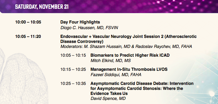WorldStrokeEd's tweet photo. Today is the last day of #SVIN2020 ! 🖥️
#Recommended :
➡️' Intervention for Asymptomatic Carotid Stenosis: Where the Evidence Takes Us' presented by WSA author #DavidSpence
#EBM #stroke #controversy #Atherosclerosis @MitchElkind @FMSiddiquiMD @shazamhussain @radoraychev https://t.co/1F7E6Ev0N3