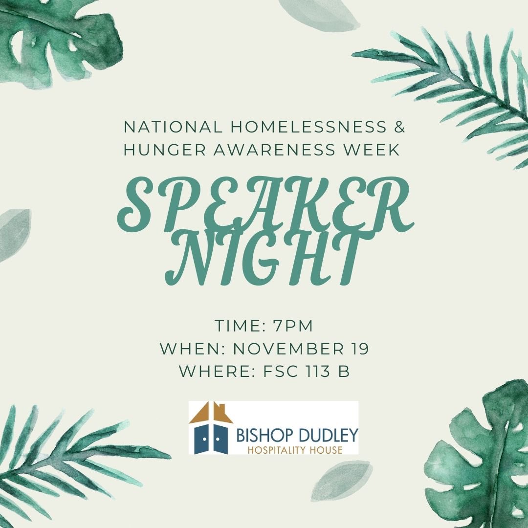 Come join SALT today for our last in person event for National Homelessness &amp; Hunger Awareness week! There will be speakers from the St. Francis &amp; Bishop Dudley House. They will be talking about what their organizations do to alleviate hunger and homelessness in our community!