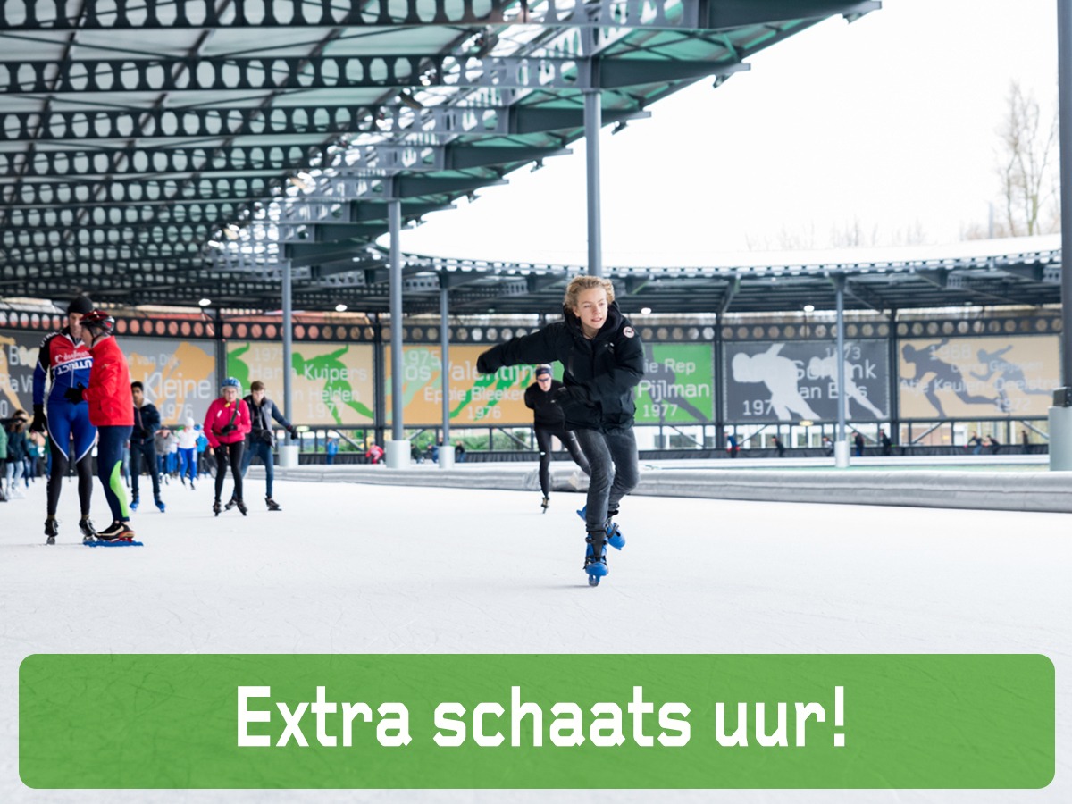 Wij hebben de schaatsmogelijkheden uitgebreid met extra schaats uren op de 400 meterbaan voor de snellere schaatsers!
Namelijk: Op woensdag- en donderdagochtend van 08:00 tot 09:00 uur, te reserveren via onze website.
Let op: De schaatsverhuur is tijdens deze uren niet geopend.