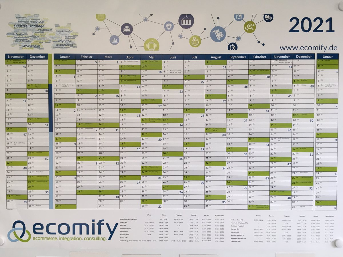 ecomify_de's tweet photo. Auch wenn das gesamte #teamecomify aktuell von zu Hause aus arbeitet: Unser neuer Wandkalender hängt trotzdem schon im ersten Büro. Beim neuen Design haben wir unseren Fokus auf das Thema Ersatzteilkataloge gelegt.
#2021 #kalender #digitalerersatzteilkatalog https://t.co/C2cJo0gs8m