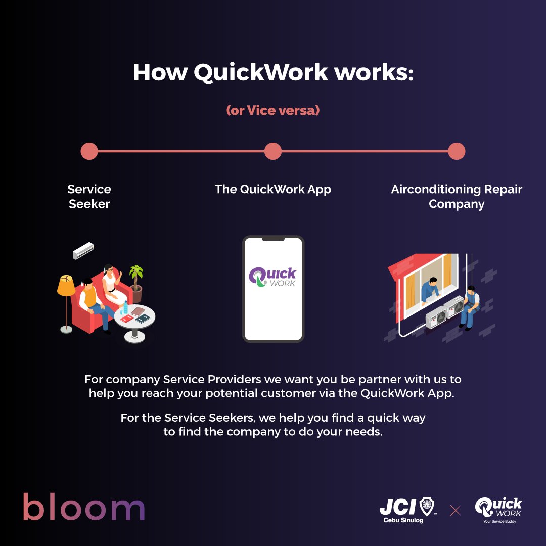 QuickWorkph's tweet image. How does QuickWork work ?
Well, Quickwork is a mobile application that helps you quickly find the service you need and how much each company is offering it for. Super easy in finding companies to provide you housekeeping, housecleaning, water delivery, assistance and many more!