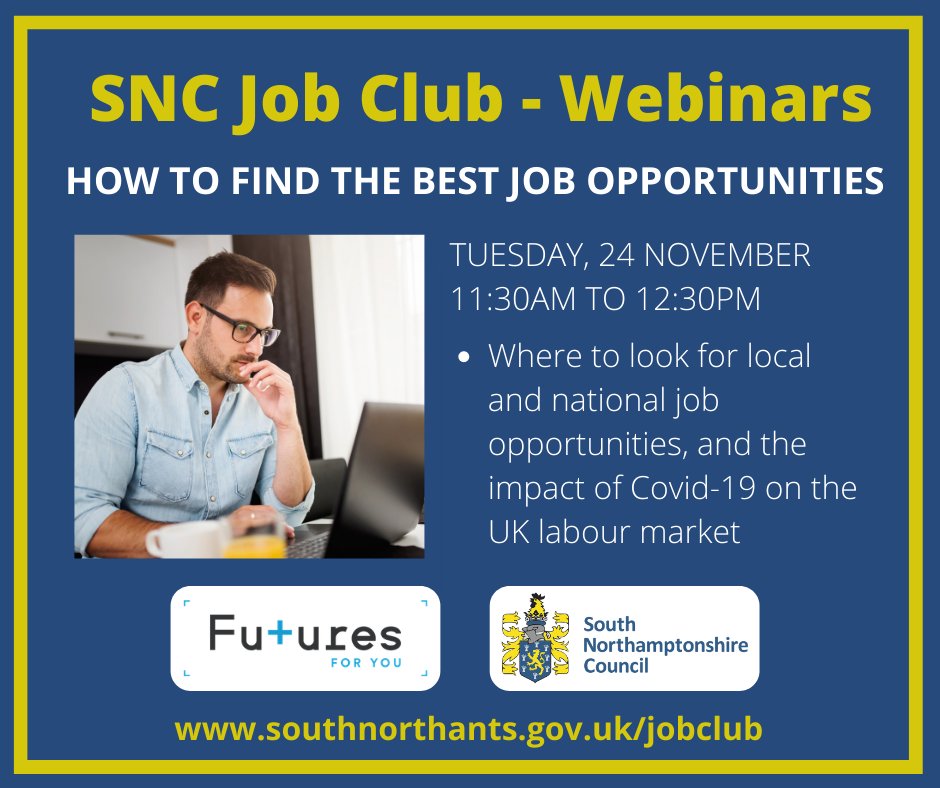 WNorthantsBiz's tweet photo. 🔎Free Support to Find #Vacancies🔍
🖥️ Book your place on our free #SNCJobClub webinar to learn tips and tricks to find & land your #DreamJob.
Book now - https://t.co/FjQJF7dAco
📞We are on hand to help you return to work or start your own #business❗️
#Job #Jobs #Career https://t.co/aF5VytVVku