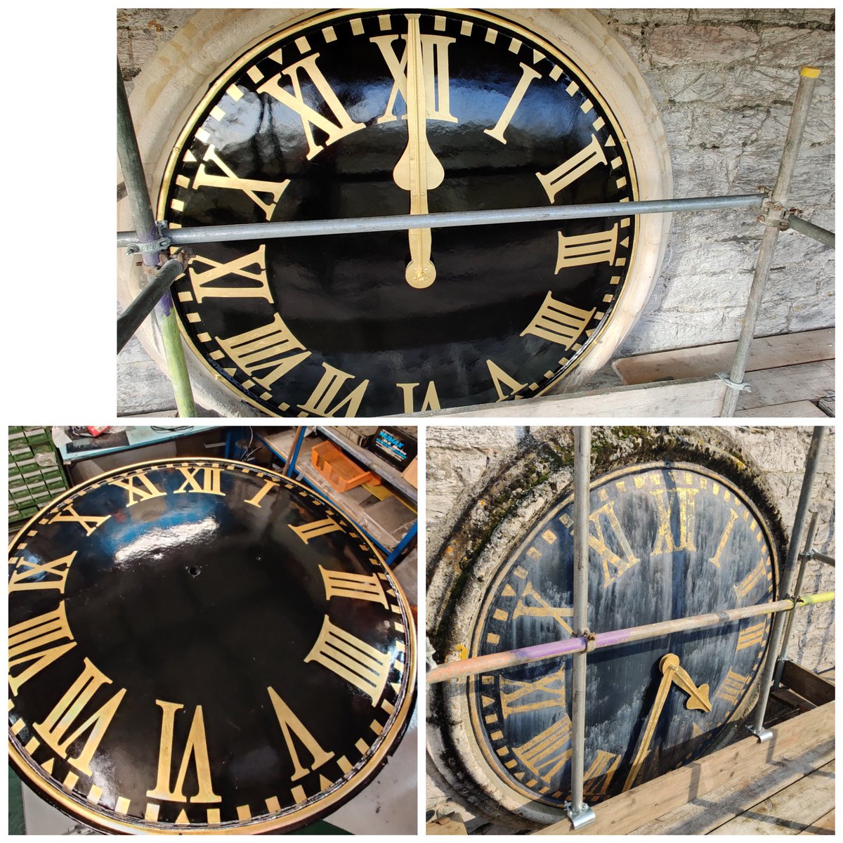 TimeAssured's tweet image. This week our clockmakers have been at @standrews_ply installing four dials we have recently restored, they are definitely looking better then when we took them down.