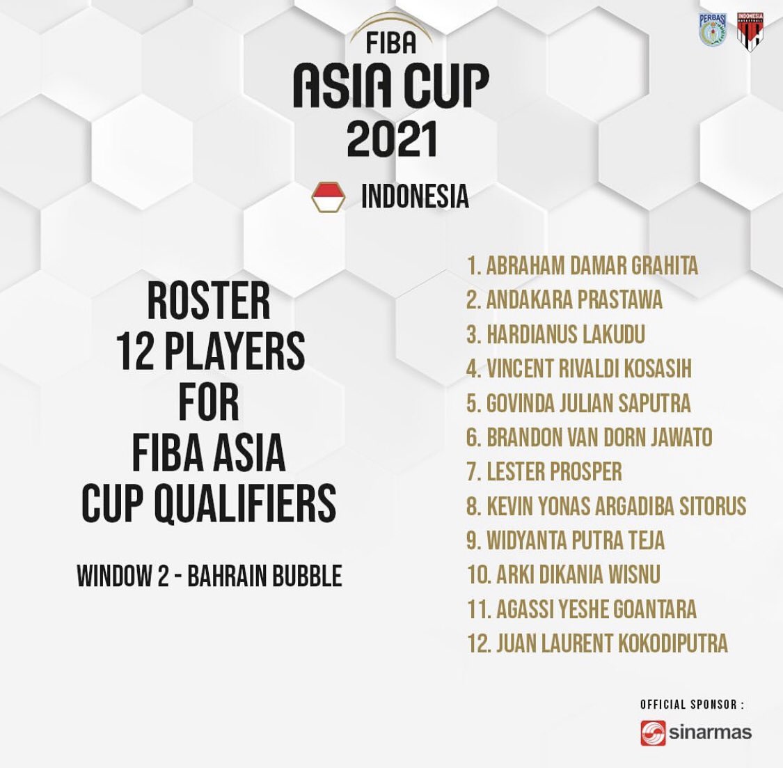 TRANSTV_CORP's tweet photo. Tim Nasional Bola Basket Indonesia merilis 12 nama terpilih untuk mengikuti Fiba Asia Cup 2021 di Bahrain.

Kami ucapakan selamat berjuang untuk seluruh pemain dan official. Kasih yang terbaik🇲🇨

#SportTrans https://t.co/1QYO6IyfE9