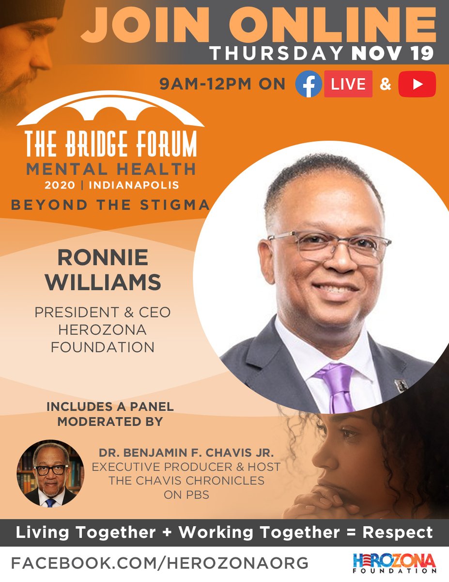 Join us today "Live" at 9:00am EST / 7:00am MST on Nov. 19th for The Bridge Forum - Mental Health | Indianapolis (Part of the 2020 Series from HeroZona Foundation)  qoo.ly/39ahn2 #HeroZonaFoundation