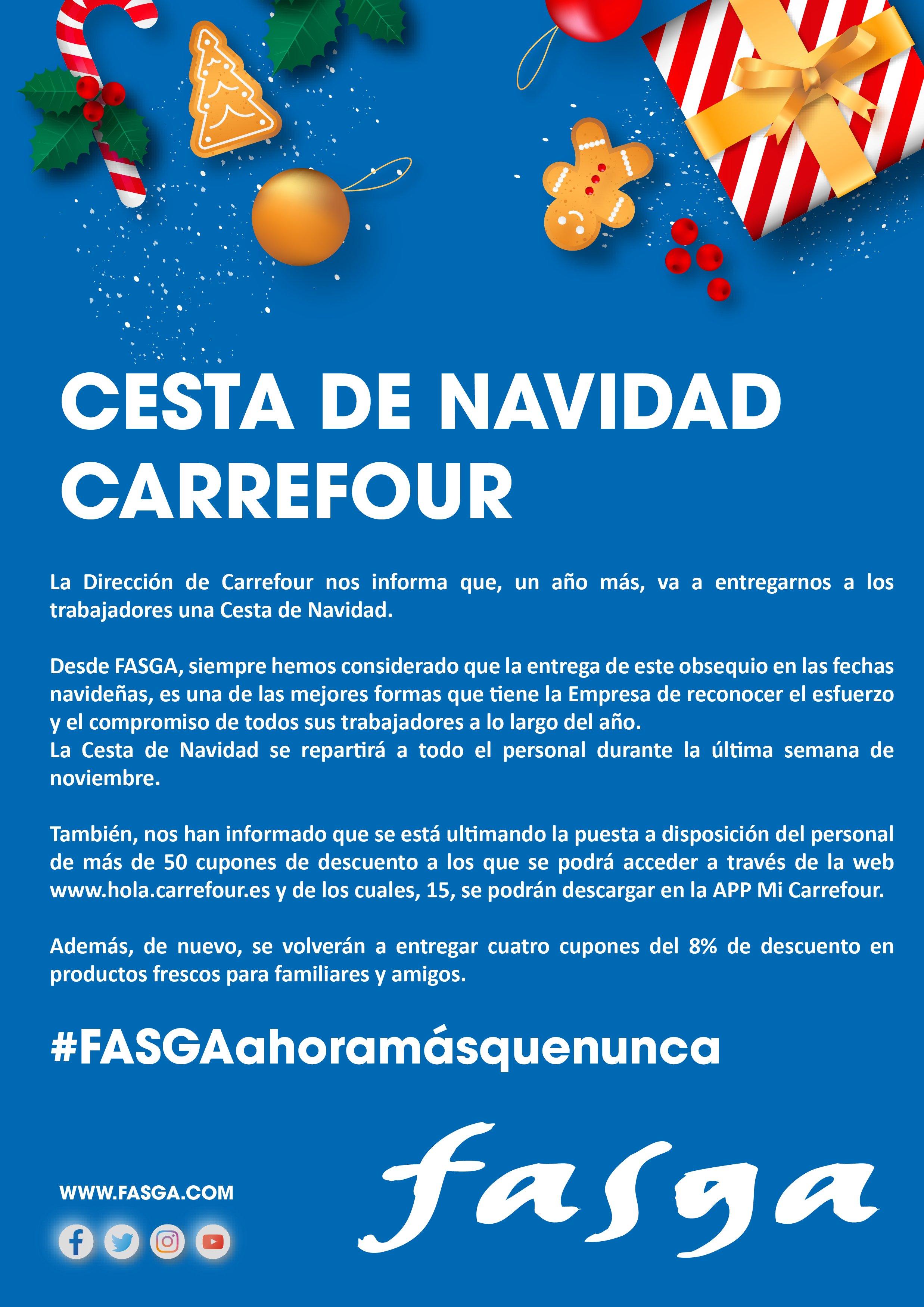 Valorian on X CESTA DE NAVIDAD CARREFOUR La Direccion de Carrefour nos informa que un ano mas va a entregarnos a los trabajadores una Cesta de Navidad. Mas informacion en el siguiente
