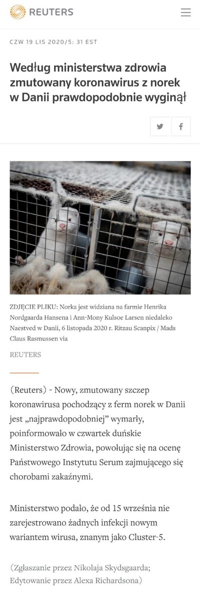 szczepan_wojcik's tweet photo. Dania nie patrząc na brak podstaw prawnych i protesty rolników, nakazała duńskim farmerom zlikwidować swoje gospodarstwa. Często rodzinne, małe, stanowiące jedyne źródło utrzymania. Wczoraj do dymisji podał się duński minister rolnictwa a dziś okazuje się, że wirus wyginął. https://t.co/X7Je6RO18B