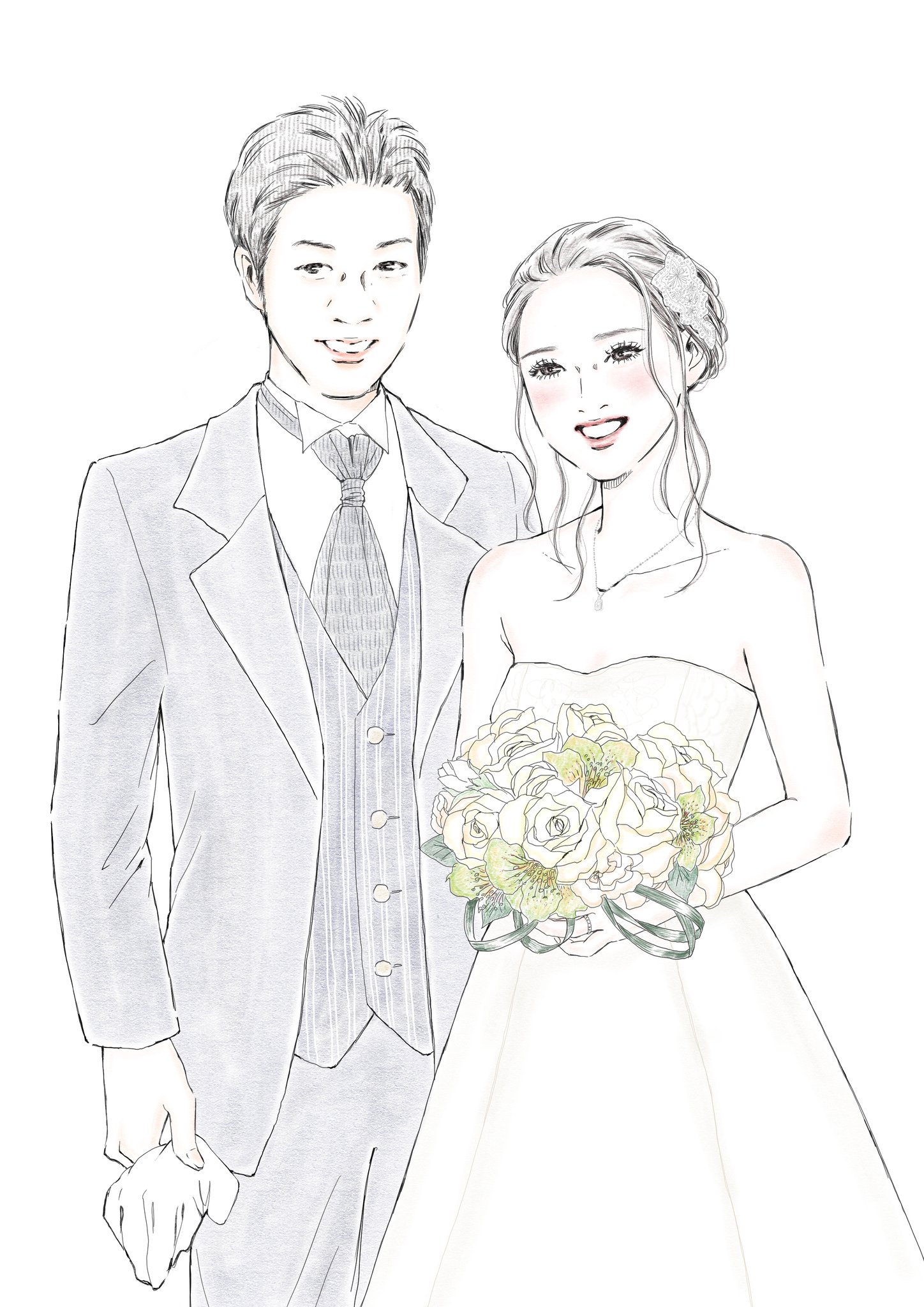 ゆう 薔薇の子 You Semoto 塗り 初のデジタルウェディングだけど極力デジタル感少なく 今までアナログで描いてたテイストを残せるよう心掛けました 絵描きさんと繋がりたい ウェルカムボード ウェディングイラスト イラスト