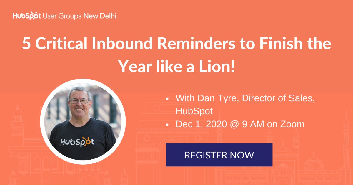 hugdelhi's tweet photo. We are thrilled to announce our final virtual HUG meetup of the year with @dantyre, Sales Director @HubSpot on December 1, 2020! Join us https://t.co/InE1cBtY4H #hugdelhi #hubspotusergroups #inboundmarketing https://t.co/mVwKZB2Vku