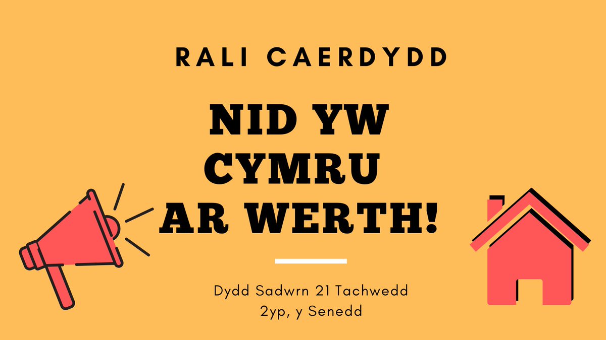 Yn rhan o'r Rali Aml-Safle Genedlaethol ddydd Sadwrn yma, byddwn yn cwrdd am 2pm tu allan i'r Senedd, Bae Caerdydd.📢

Dewch i roi pwysau ar y Llywodraeth i roi grymoedd i Awdurdodau Lleol reoli'r farchnad dai. 🏡✊🏼
#nidywcymruarwerth #hawlifywadra