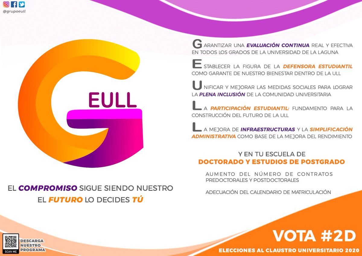 GrupoEULL's tweet photo. Nuestras propuestas para la @PosgradoULL pasan por la petición de nuevas becas pre-postdoctorales, financiadas por instituciones públicas o privadas, que permitan a l@s doctorand@s centrarse en su investigación.
#GEULL #2D https://t.co/9Ur4YEkIpC