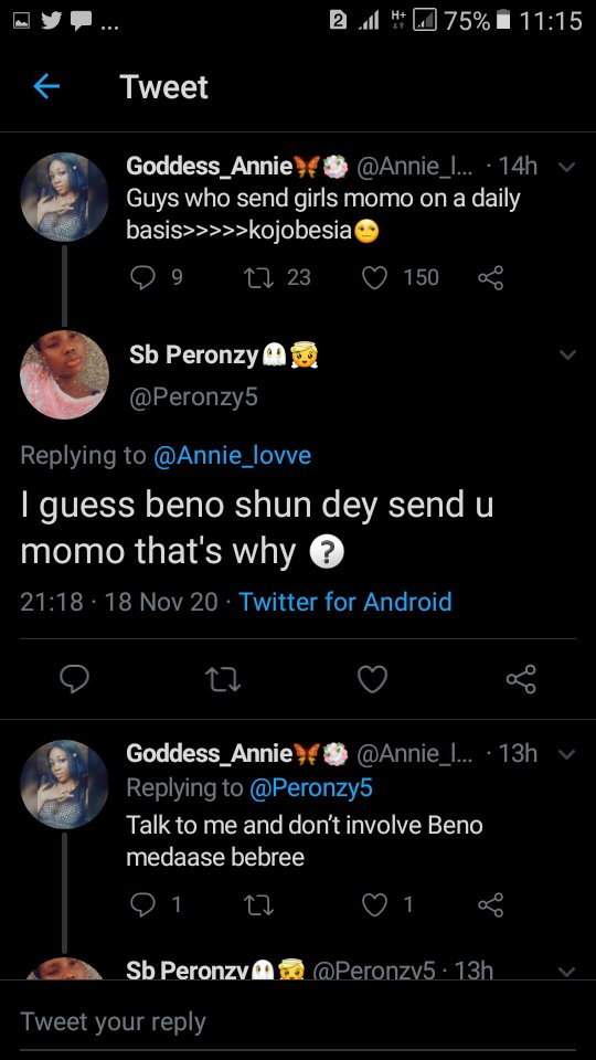 AgendaMills's tweet photo. This is where Beno Sarkcess and Annie dema relationship start dey  break up 😂. Beno no send Annie the MOMO so Annie say make dem no mention Beno eii y33bl3 oo y33bl3 😂😂
#MultimediaLiesAgain #ShattaKIP https://t.co/74eSxY2s7F