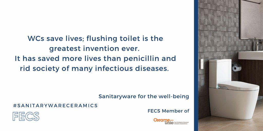 CerameUnie's tweet photo. Today is World Toilet Day. 
Flushing toilet 🚽, invented in the 16th century, has saved more lives than penicillin. However, in the 21st century, more than half of the world's population doesn't have adequate sanitation facilities.

#sanitarywareceramics #Ceramics #WorldToiletDay https://t.co/QXdqVhhXfW