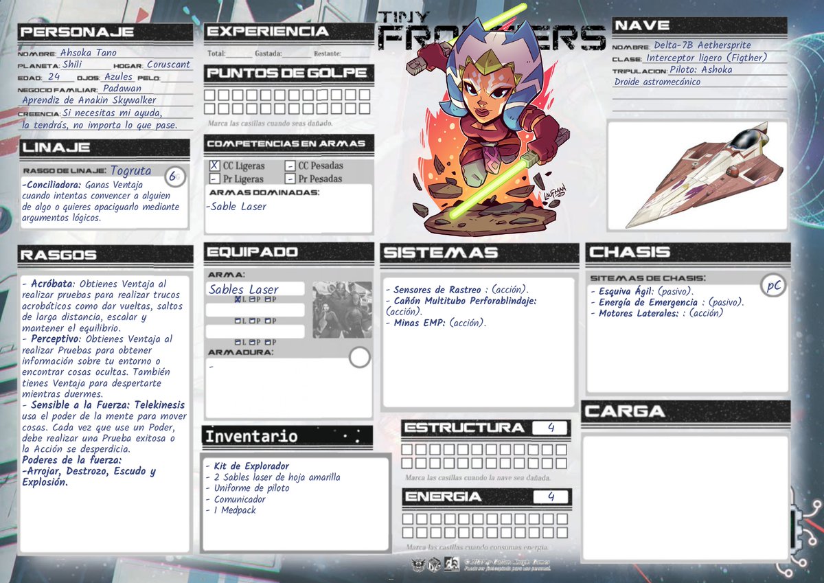 kimar0's tweet photo. Ahora que la llegada de #Tinyfrontiers, publicado en español por @AkumaRPG, está cercana, he adaptado mi "editor web" de personajes en #thehomebrewery, con una hoja a color u otra en byn para este juego.
#AshokaTano #Ultramarines
https://t.co/f2CQmF8gAV
https://t.co/Szap0L1Je2 https://t.co/D9eov7B0gl