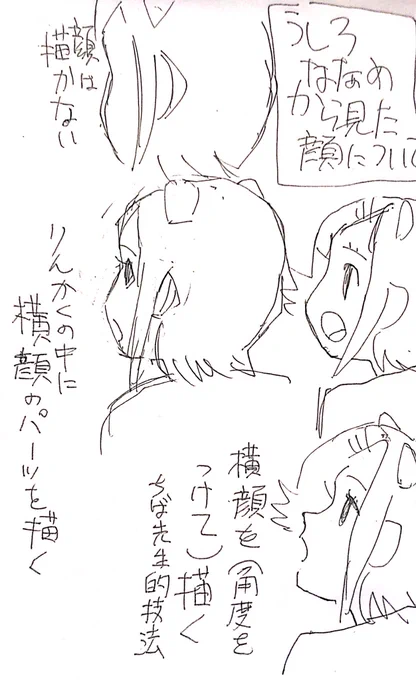 後ろ斜めから見た顔についてrkgk
漫画のうそ的な技法?のこと 